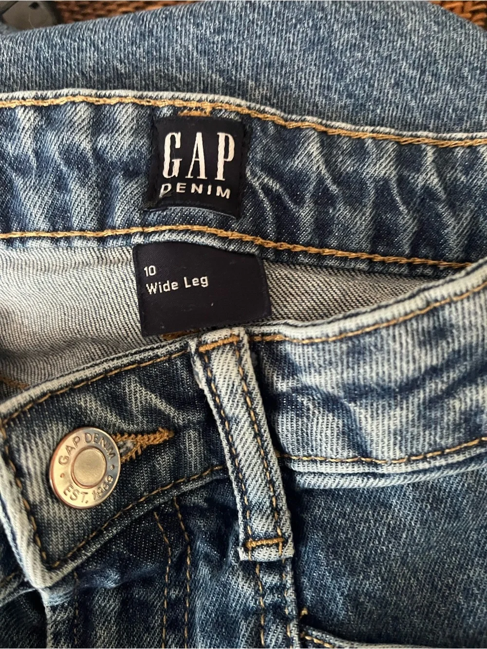 GAP Kids Wide-Leg Blue Panel Jeans size 10